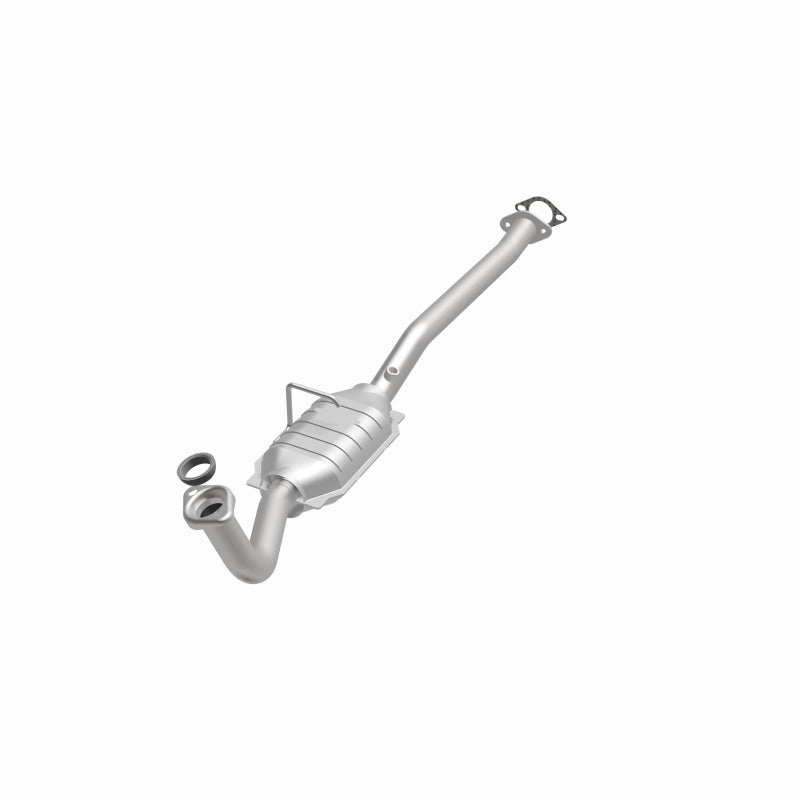 MagnaFlow 49563 oem grade direct-fit catalytic converter, opposite front three-quarter view of the turntable spin