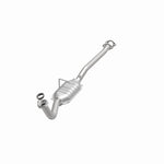 MagnaFlow 49563 oem grade direct-fit catalytic converter, opposite front three-quarter view of the turntable spin