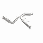 MagnaFlow 21-521 oem grade direct-fit catalytic converter, front three-quarter view of the turntable spin