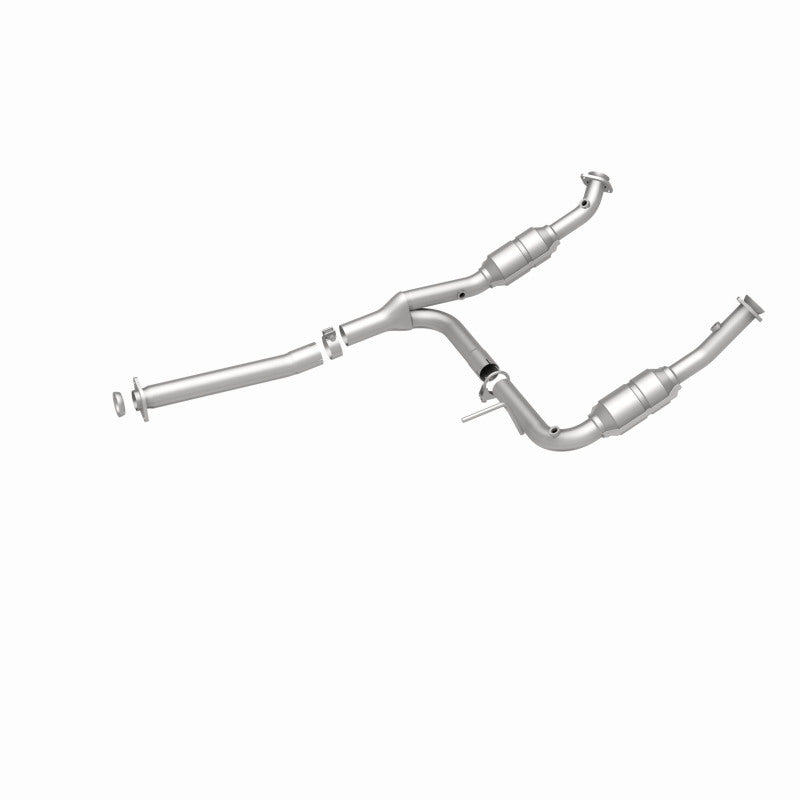 MagnaFlow 93111 hm grade direct-fit catalytic converter, rear three-quarter view of the turntable spin
