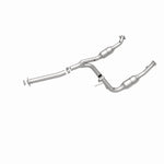 MagnaFlow 93111 hm grade direct-fit catalytic converter, rear three-quarter view of the turntable spin