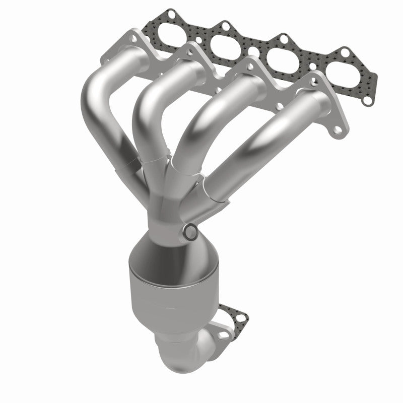 MagnaFlow 452037 carb manifold converter, opposite front three-quarter view of the turntable spin
