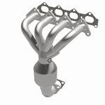 MagnaFlow 452037 carb manifold converter, opposite front three-quarter view of the turntable spin