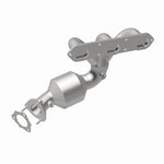 MagnaFlow 5411931 carb direct-fit catalytic converter, rear view of the turntable spin