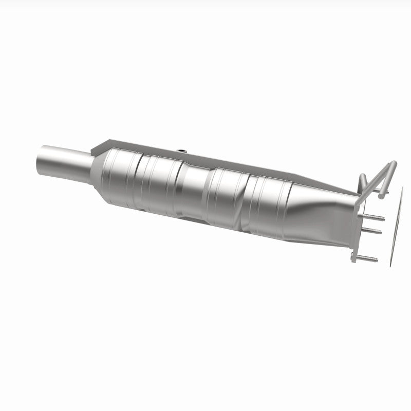 MagnaFlow 280435 oem grade direct-fit catalytic converter, opposite rear three-quarter view of the turntable spin