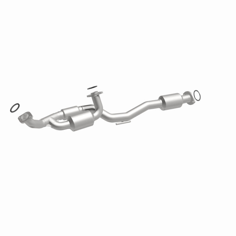 MagnaFlow 52086 oem grade direct-fit catalytic converter, front three-quarter view of the turntable spin