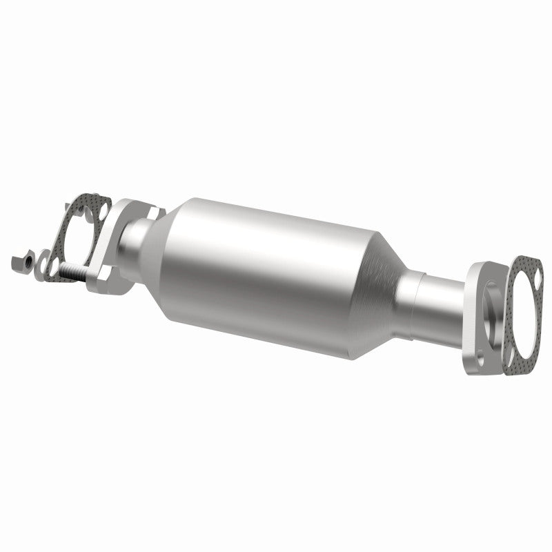 MagnaFlow 21-987 oem grade direct-fit catalytic converter, opposite rear three-quarter view of the turntable spin