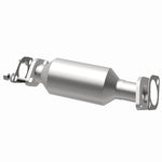 MagnaFlow 21-987 oem grade direct-fit catalytic converter, opposite rear three-quarter view of the turntable spin