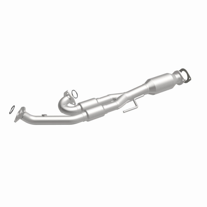 MagnaFlow 93669 hm grade direct-fit catalytic converter, front three-quarter view of the turntable spin