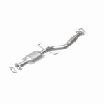 MagnaFlow 457024 carb direct-fit catalytic converter, rear view of the turntable spin