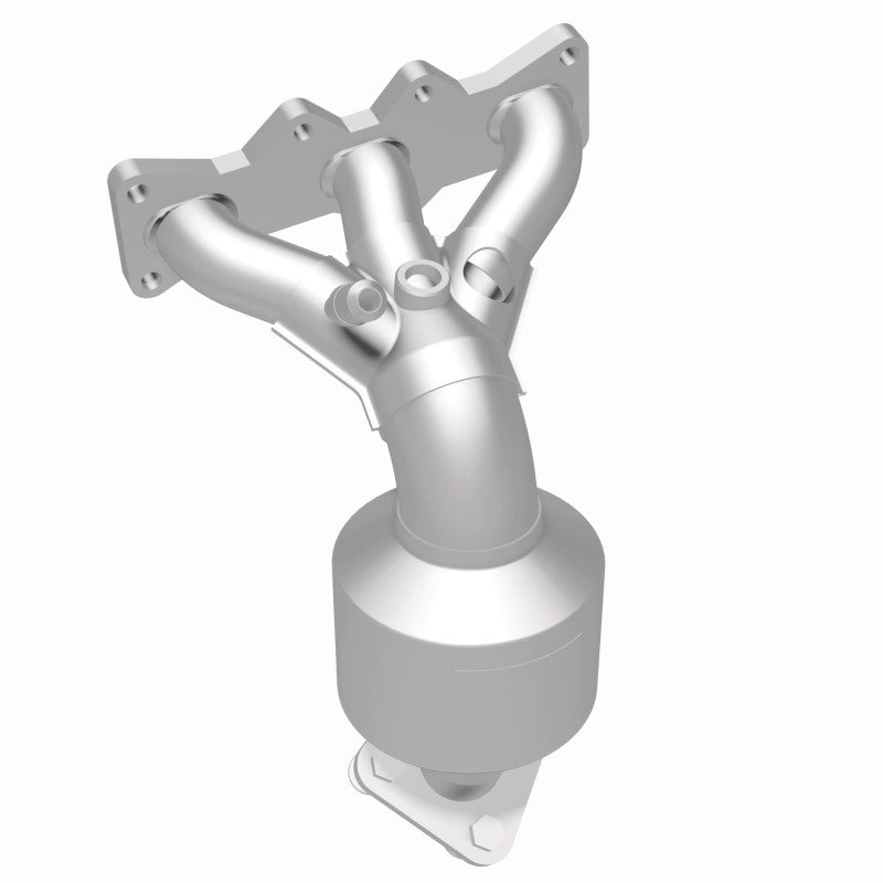 MagnaFlow 452025 carb manifold converter, rear three-quarter view of the turntable spin