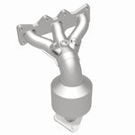 MagnaFlow 452025 carb manifold converter, rear three-quarter view of the turntable spin