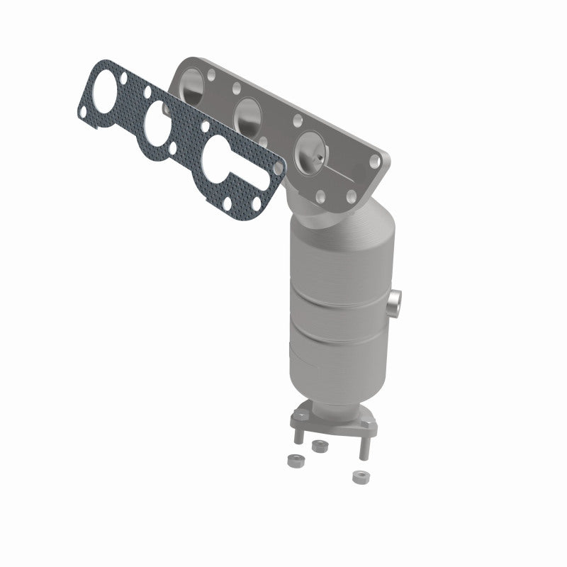 MagnaFlow 452911 carb manifold converter, front three-quarter view of the turntable spin
