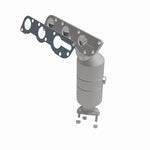 MagnaFlow 452911 carb manifold converter, front three-quarter view of the turntable spin