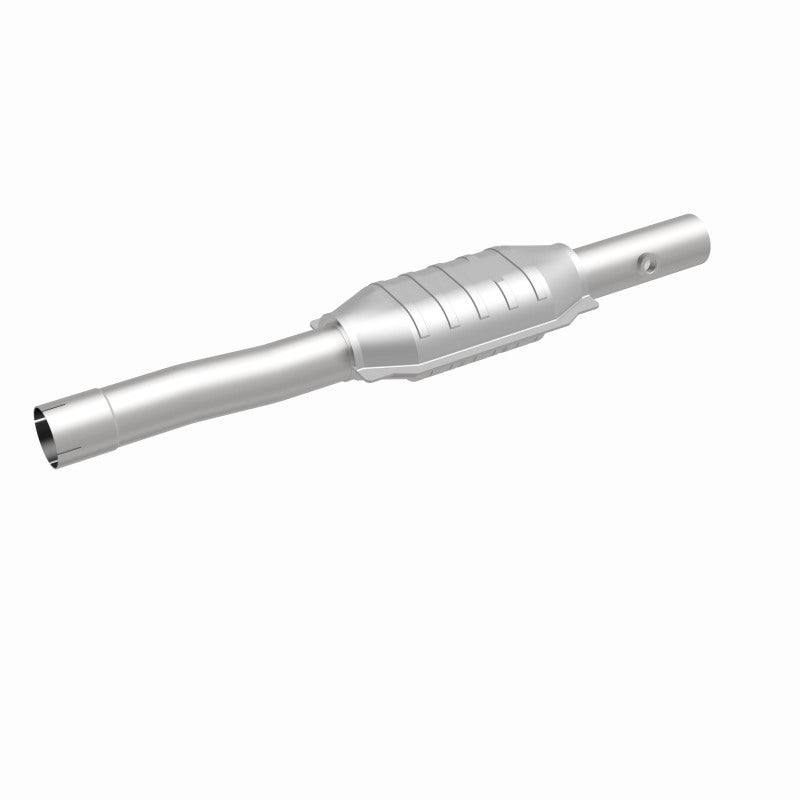 MagnaFlow 447222 carb direct-fit catalytic converter, front three-quarter view of the turntable spin