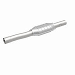 MagnaFlow 447222 carb direct-fit catalytic converter, front three-quarter view of the turntable spin