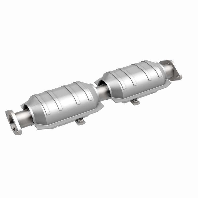 MagnaFlow 23250 epa direct-fit catalytic converter, front three-quarter view of the turntable spin