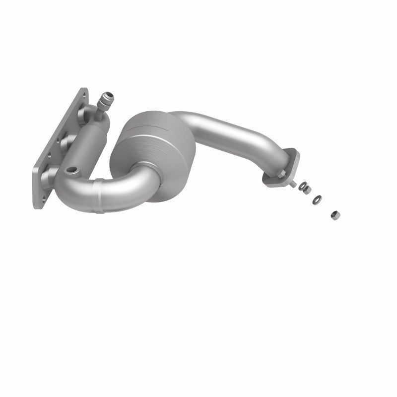 MagnaFlow 452045 carb manifold converter, side view of the turntable spin