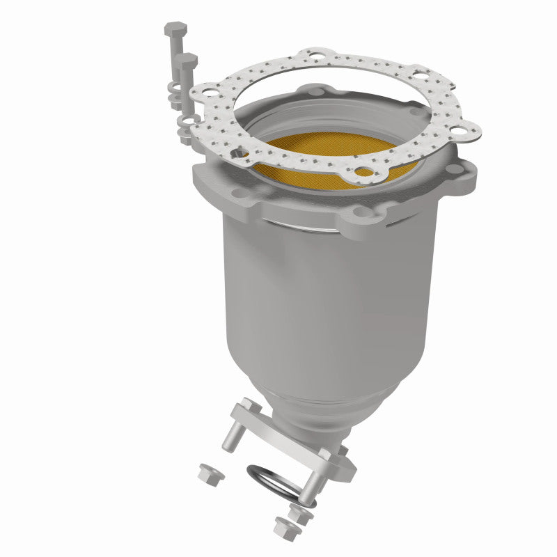 MagnaFlow 52652 oem grade direct-fit catalytic converter, rear view of the turntable spin