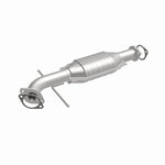 MagnaFlow 93327 hm grade direct-fit catalytic converter, front three-quarter view of the turntable spin