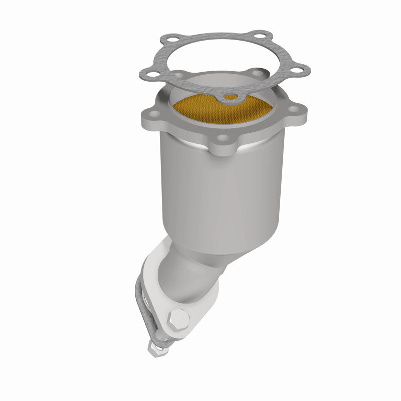MagnaFlow 24243 hm grade direct-fit catalytic converter, opposite rear three-quarter view of the turntable spin