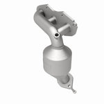 MagnaFlow 5582250 carb manifold converter, front three-quarter view of the turntable spin