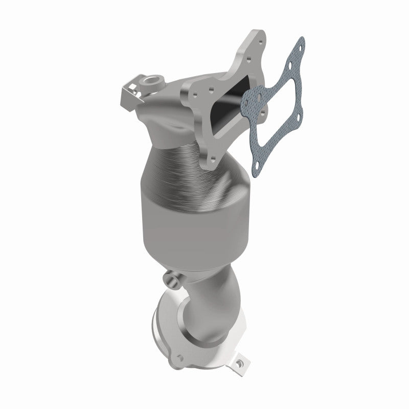 MagnaFlow 5531441 carb manifold converter, opposite front three-quarter view of the turntable spin