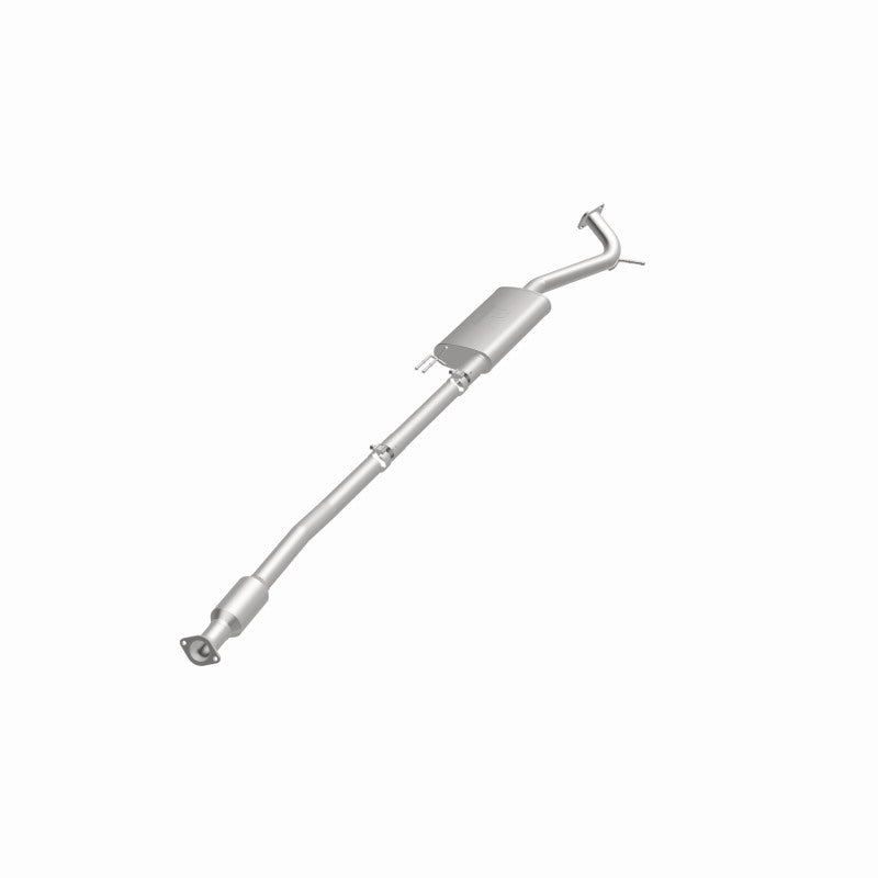 MagnaFlow 23-140 oem grade direct-fit catalytic converter, opposite front three-quarter view of the turntable spin