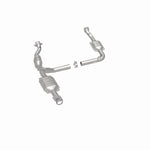 MagnaFlow 49575 oem grade direct-fit catalytic converter, rear three-quarter view of the turntable spin