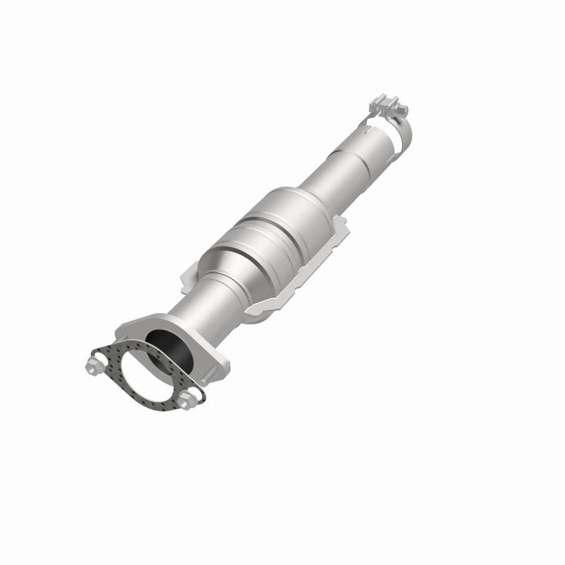 MagnaFlow 52107 oem grade direct-fit catalytic converter, opposite front three-quarter view of the turntable spin