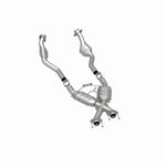 MagnaFlow 337339 carb direct-fit catalytic converter, rear three-quarter view of the turntable spin