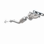 MagnaFlow 452298 carb manifold converter, opposite rear three-quarter view of the turntable spin