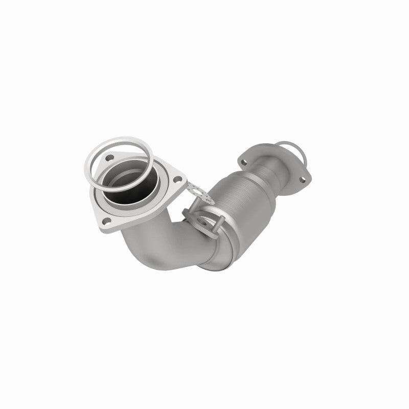MagnaFlow 93258 hm grade direct-fit catalytic converter, opposite front three-quarter view of the turntable spin