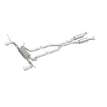 MagnaFlow 16929 street series cat-back exhaust, front three-quarter view of the turntable spin