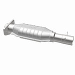 MagnaFlow 3391486 carb direct-fit catalytic converter, opposite rear three-quarter view of the turntable spin