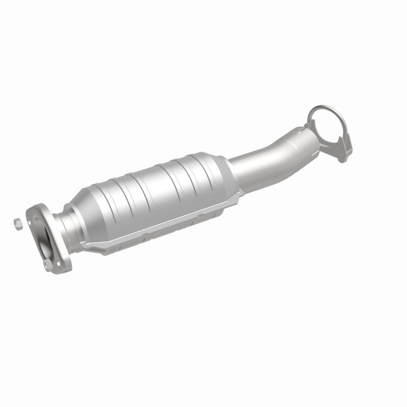 MagnaFlow 23084 hm grade direct-fit catalytic converter, front three-quarter view of the turntable spin