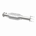 MagnaFlow 23297 hm grade direct-fit catalytic converter, opposite rear three-quarter view of the turntable spin