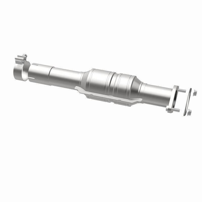 MagnaFlow 52107 oem grade direct-fit catalytic converter, opposite rear three-quarter view of the turntable spin