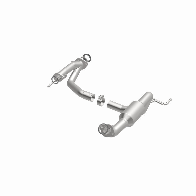 MagnaFlow 52562 oem grade direct-fit catalytic converter, opposite front three-quarter view of the turntable spin