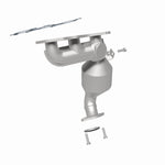 MagnaFlow 52548 oem grade manifold converter, rear three-quarter view of the turntable spin