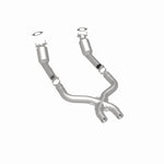 MagnaFlow 5561976 carb direct-fit catalytic converter, rear three-quarter view of the turntable spin