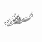 MagnaFlow 49804 oem grade manifold converter, opposite front three-quarter view of the turntable spin