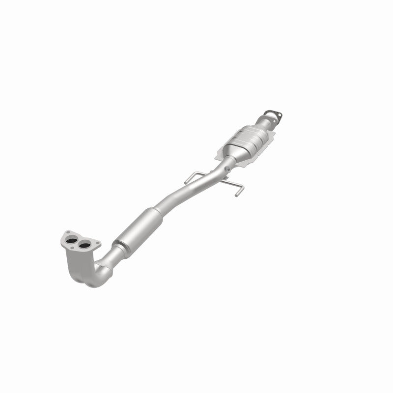 MagnaFlow 52122 oem grade direct-fit catalytic converter, opposite front three-quarter view of the turntable spin