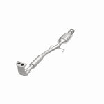 MagnaFlow 52122 oem grade direct-fit catalytic converter, opposite front three-quarter view of the turntable spin