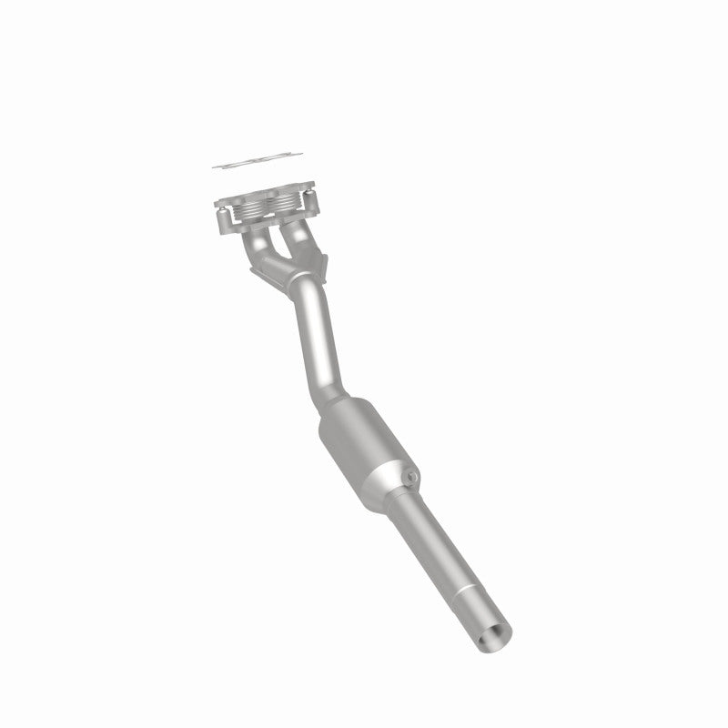 MagnaFlow 23220 hm grade direct-fit catalytic converter, rear three-quarter view of the turntable spin