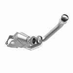 MagnaFlow 93105 hm grade direct-fit catalytic converter, opposite rear three-quarter view of the turntable spin