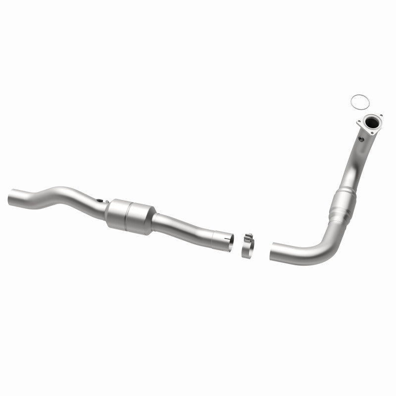 MagnaFlow 24457 hm grade direct-fit catalytic converter, opposite rear three-quarter view of the turntable spin