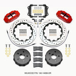 Wilwood Narrow Superlite 4R Rear Kit 14.00in Drilled Red 2007-up Jeep JK w/Lines