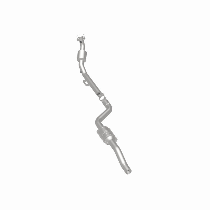 MagnaFlow 454040 carb direct-fit catalytic converter, rear three-quarter view of the turntable spin