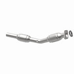 MagnaFlow 551461 carb direct-fit catalytic converter, opposite rear three-quarter view of the turntable spin
